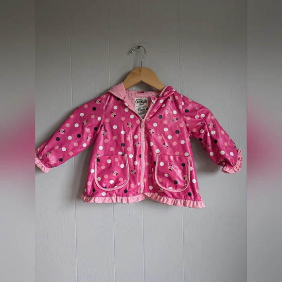 OshKosh Bgosh Polka Dot Ladybug Rain Jacket in Pink size 18mo - Picture 1 of 5